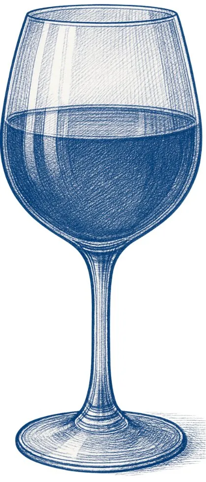 Disegno di un calice di vino rosso